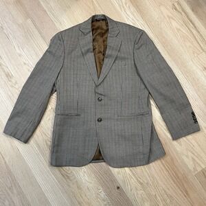 Brooks Brothers Madison Fit Blazer Men's Size 38S Brown Blue Houndstooth Wool